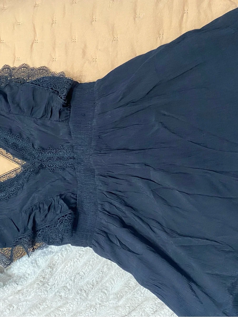 Black Lace-Trim Midi Romper - Women's